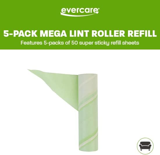 Evercare Pack of 6 10" Wide Large Surface Mega Pet Roller Refill, 50 Sheets Each (300 Sheets Total)-PawvioPets