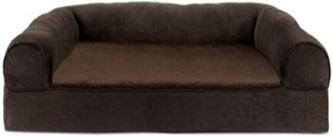 Furhaven Orthopedic Dog Bed for Large Dogs w/ Removable Bolsters & Washable Cover, For Dogs Up to 95 lbs - Plush & Suede Sofa - Espresso, Jumbo/XL-PawvioPets