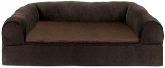 Furhaven Orthopedic Dog Bed for Large Dogs w/ Removable Bolsters & Washable Cover, For Dogs Up to 95 lbs - Plush & Suede Sofa - Espresso, Jumbo/XL-PawvioPets