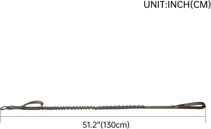 Excellent Elite Spanker Tactical Bungee Dog Leash Military Adjustable Dog Leash Quick Release Elastic Leads Rope with 2 Control Handle(Ranger Green)-PawvioPets