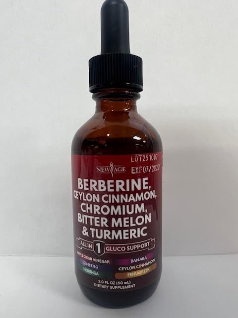 Berberine with Ceylon Cinnamon Supplement Liquid Drops + Bitter Melon Extract, Glucomannan, Gymnema, Chromium, Turmeric, Panax Ginseng, Moringa- 8 OZ-PawvioPets