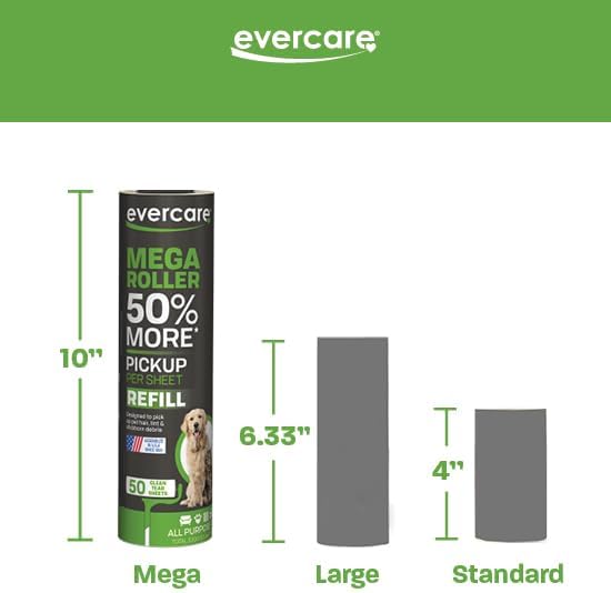 Evercare Pack of 6 10" Wide Large Surface Mega Pet Roller Refill, 50 Sheets Each (300 Sheets Total)-PawvioPets