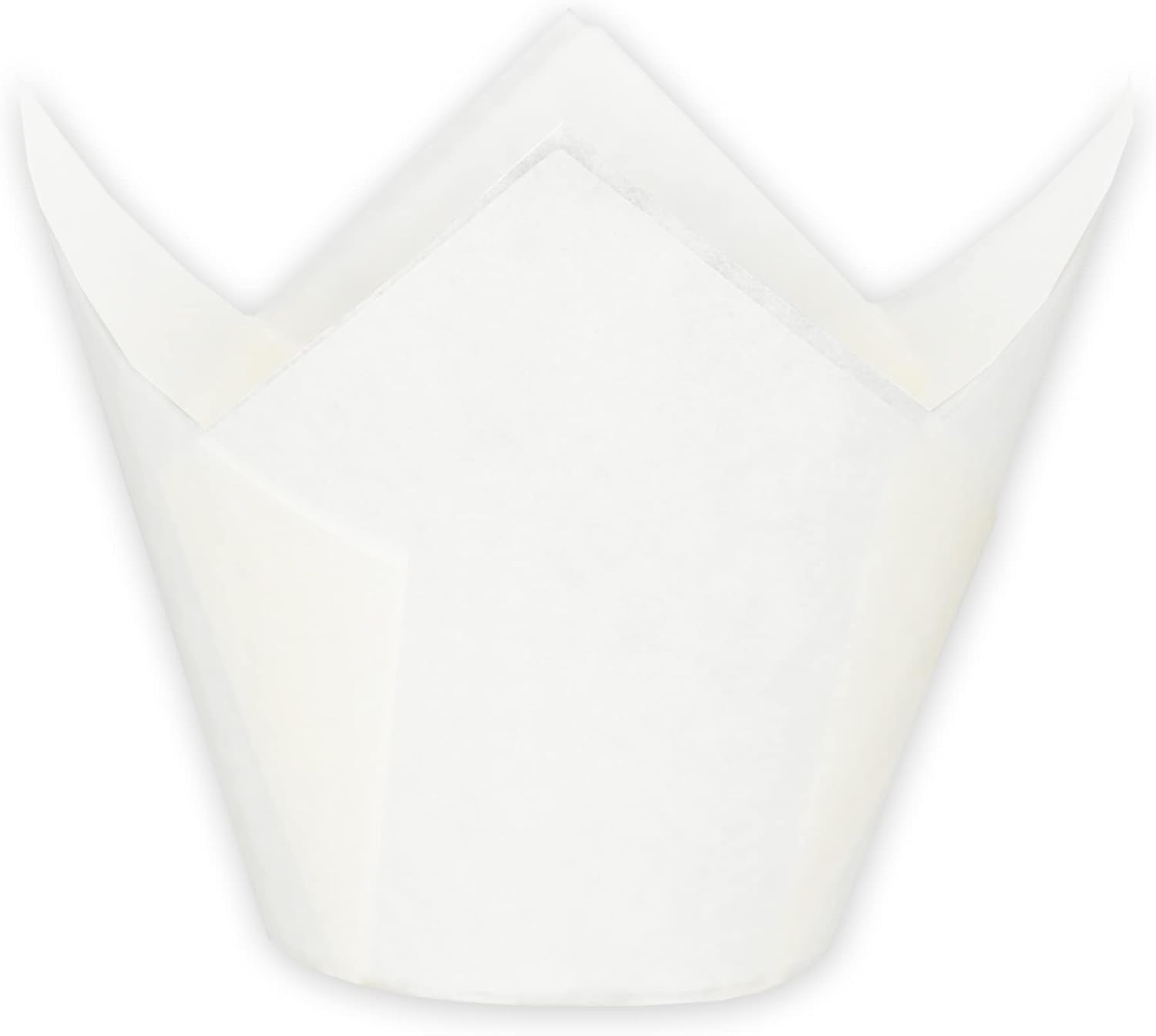 Jumbo Extra Large size White Tulip Baking Cups 2-1/4"(Base diameter) x 3-3/4"(Wall height) Greaseproof paper baking cupcake Muffin liners, Case of 130 pcs