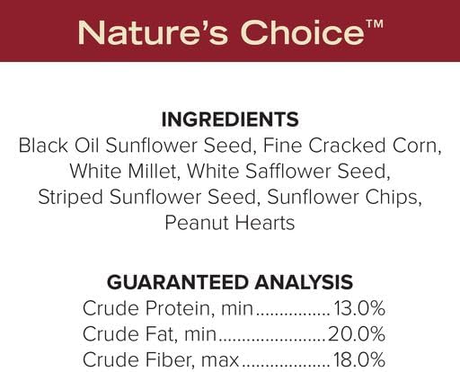 Blue Seal Nature's Choice Wild Bird Seed | High Energy Blend, Sunflower and White Safflower Seeds, No Filler | 20 Pound Bag-PawvioPets