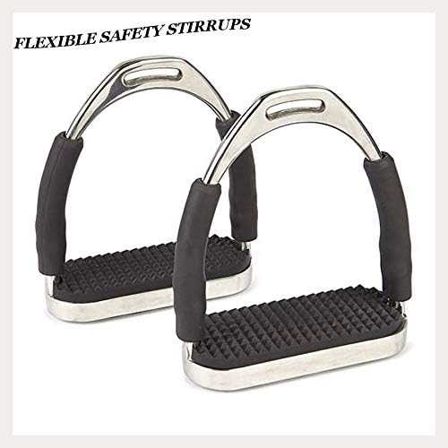 Flex Stainless English Saddle Stirrups Iron Pads Knee Ankle Stress Pain Relief-PawvioPets