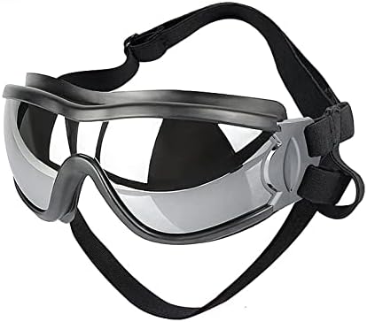 Dog Sunglasses for Large and Medium Breed, Dog Goggles for Large Dogs, Sun Protection, Windproof, Waterproof, Dustproof and Anti-Fog with Adjustable Strap for Driving, Motorcycle, Black-PawvioPets