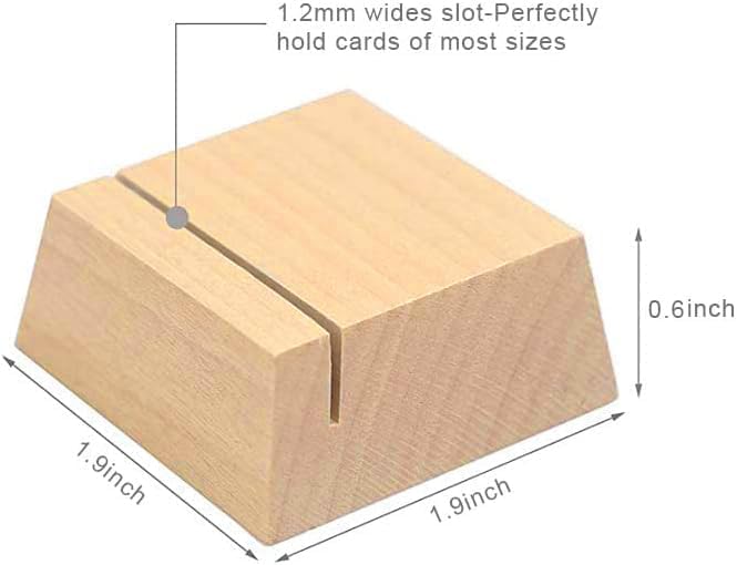 UNIQOOO Elegant Birch Wood Stand |1.2mm Slot, for Wedding Table Number Cardstock, Place Card Holder, Photo Display Stand, Small | for Event Decor, Retail Shop, Cafe Restaurant Menu, Business Card, Name Tag, 12 Pack