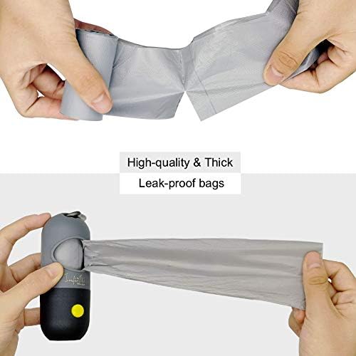 Dog Poop Bag Dispenser with Built-in LED Flashlight and Metal Clip for Leash, Pet Waste Bag Holder, Dog Walking Accessory (Black)-PawvioPets