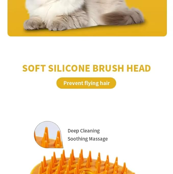 3-in-1 Rechargeable Pet Hair Brush: Massager, Steamy Comb & Self-Cleaning Mist Spray for Cats & Dogs-PawvioPets