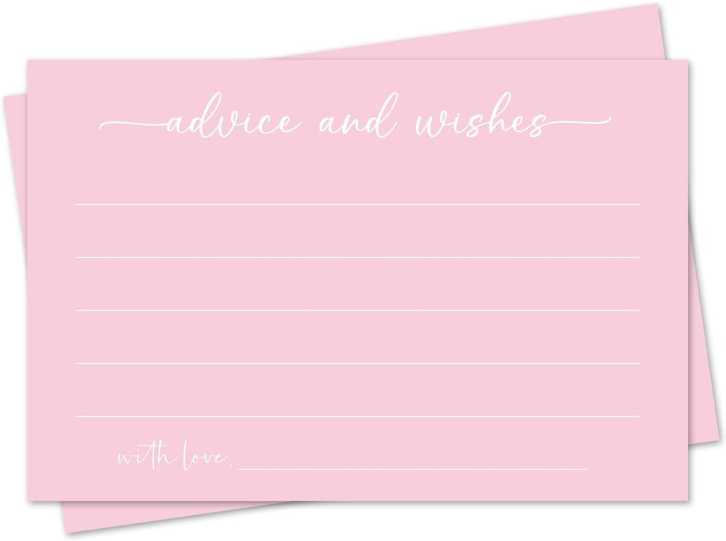 Pink Advice and Wishes Card, Advice Cards for The Bride and Groom, Bridal Shower,Wedding or Baby Shower, Birthday, Graduation, Retirement, Guestbook - 25 Cards -07