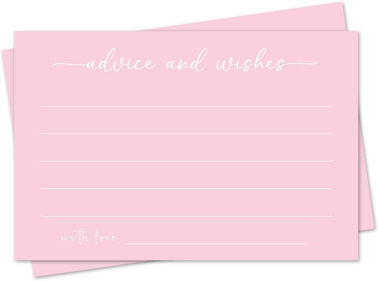 Pink Advice and Wishes Card, Advice Cards for The Bride and Groom, Bridal Shower,Wedding or Baby Shower, Birthday, Graduation, Retirement, Guestbook - 25 Cards -07