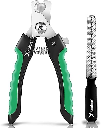 Candure Dog Nail Clippers Professional Pet Nail Clipper Suitable for Cats, Rabbits and Guinea Pigs - Safety Lock/Protective Guard to Avoid Over Cutting (Green, Medium to Small)-PawvioPets
