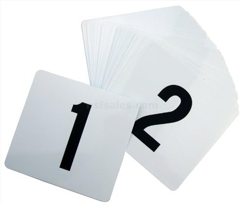 New Star Foodservice 27679 Ring Clip Table Number Card Holders, w/Number Cards, 1 to 24, Set of 24, 8-Inch, Chrome Stand