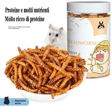 Food for Hamsters, Hedgehogs, Lizards, Frogs, Birds, Hedgehogs, Snacks, Nutritious, high Protein, Cooked breadworms, Small Animal Food-PawvioPets
