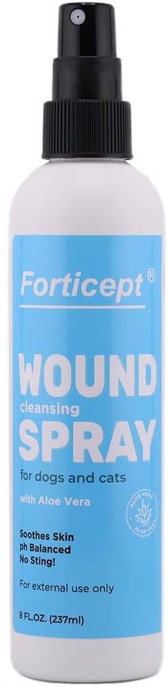 Forticept Hot Spot Spray for Dogs Cats & Horses, Itch Relief Wound Cleanser with Aloe Vera, 8 oz-PawvioPets