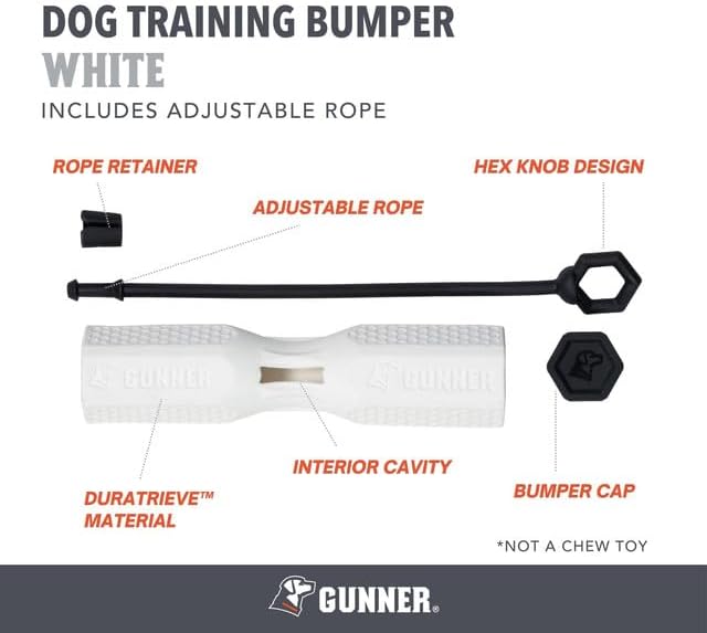 Dog Training Bumper - Durable Retriever Dummy for Professional Training, Perfect for Water Activities, Hunting, and Outdoor Retrieval Practice, with Adjustable Rope for Easy Handling (White)-PawvioPets