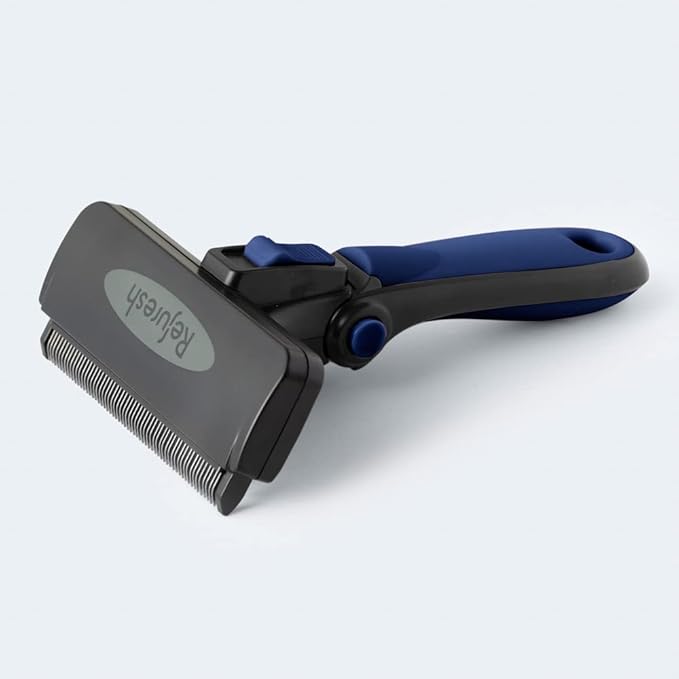 Deshedding Dog Brush for Long Hair (Large,Blue) – Gentle Deshedding tool for Dogs & Cats – Reduces shedding, without damaging topcoat. Removes Loose Fur & Dead Undercoat.-PawvioPets