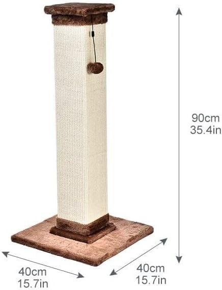 Amazon Basics Cat Scratcher - Indoor Classic Single Cat & Kittens Scratching Post with Sisal Rope, Jute Fiber, Large (35.4"H) - Brown-PawvioPets