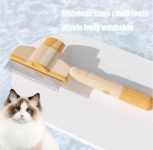2PCS Self CleaningPetComb Grooming Brush,PetComb for Dogs & Cats, Brush for Cats, Cat dog comb Pet Grooming for Massaging and Cleaning Shedding Hair (Green+Yellow)-PawvioPets