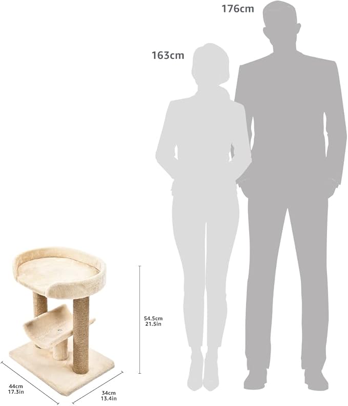 Amazon Basics Multi- Platform Cat Tree with Scratching Post for Indoor Cats up to 25lbs, 18 x 14 x 22 Inches, Beige-PawvioPets