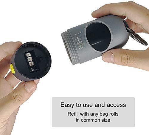 Dog Poop Bag Dispenser with Built-in LED Flashlight and Metal Clip for Leash, Pet Waste Bag Holder, Dog Walking Accessory (Black)-PawvioPets