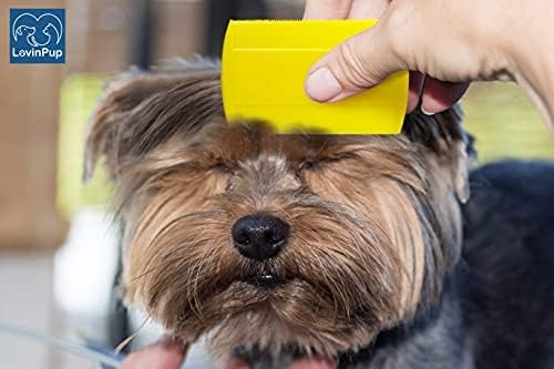 Dog Flea Comb for Grooming, Lice Comb for Dogs, Double Sided Professional Comb Set to Remove Fleas and Lice, Fine Tooth Comb for Large or Small Cats and Dogs-PawvioPets