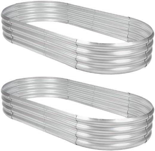 2Pack Raised Garden Bed 6×3×1FT,Galvanized Planter Box Oval Large Matel Steel Backyard Beds Outdoor for Vegetables,Flowers,Herbs,Plant-PawvioPets