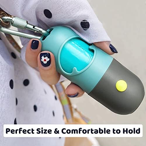 Dog Poop Bag Dispenser with Built-in LED Flashlight and Metal Clip for Leash, Pet Waste Bag Holder, Dog Walking Accessory (Cystal Blue)-PawvioPets