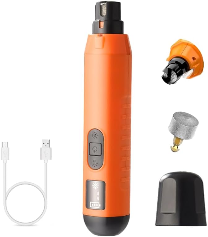 Dog Nail Grinder 5-Speed Upgrade - Professional Rechargeable pet Nail Trimmer with 2 LED Lights Ultra Quiet and Low Vibration Providing Painless Beauty for Large Medium and Small Dogs and Cats-PawvioPets