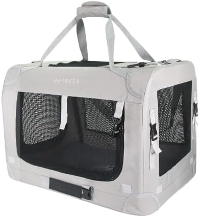 Extra Large Cat Carrier Soft Sided, Portable Small Dog Carrier for 2 Cats, 24"x16.5"x16" Car Travel Folding Comfortable Design, Grey with 2 Cover-PawvioPets