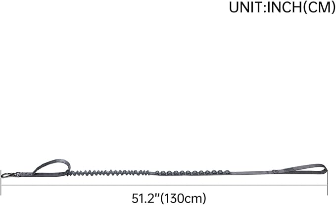 EXCELLENT ELITE SPANKER Tactical Bungee Dog Leash Military Adjustable Dog Leash Quick Release Elastic Leads Rope with 2 Control Handle（Grey-PawvioPets