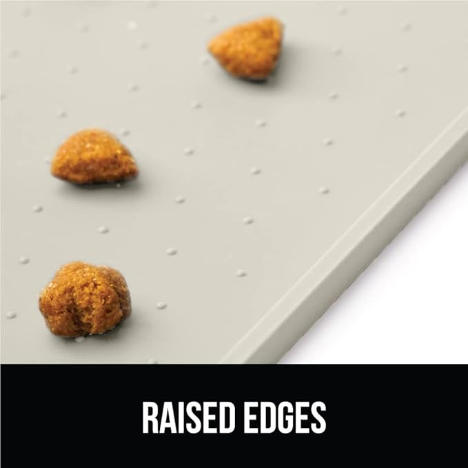 GORILLA GRIP 100% Waterproof Raised Edge BPA Free Silicone Pet Feeding Mat, Dog Cat Food Mats Contain Spills Protects Floors, Placemats for Cats and Dogs Water Bowl, Pets Accessories 23x15 Cream-PawvioPets