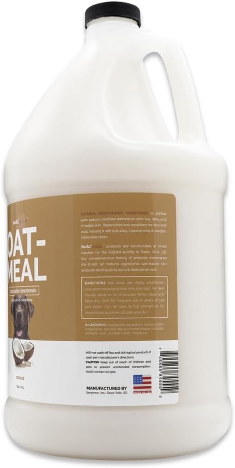 Bark2Basics Oatmeal Conditioner, Gallon - Natural Ingredients, Moisturizing, Hydrating, Crafted with Colloidal Oatmeal, Relieves Dry Itchy Irritated Skin, Coconut Fragrance-PawvioPets