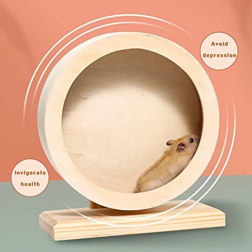 antiai Hamster Wooden Silent Wheel, 9.8 Inch Small Animal Exercise Wheel Accessories, Quiet Spinner Hamster Running Wheels Prevent Depression Toys for Hamsters, Gerbils, Mice and Other Small Pets（L）-PawvioPets