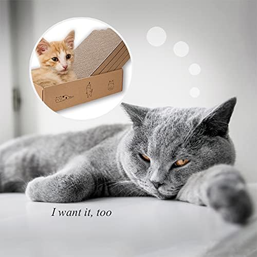 4 Packs in 1 Cat Scratch Pad with Box, Cat Scratcher Cardboard,Reversible,Durable Recyclable Cardboard, Suitable for Cats to Rest, Grind Claws and Play with Scratch Box-PawvioPets