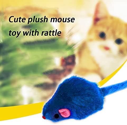 Furry Cat Toys Mice Rattle Interactive Mouse Toy for Indoor Cats Catnip Ball Kitten Kitty Pet Play Assorted Color-PawvioPets