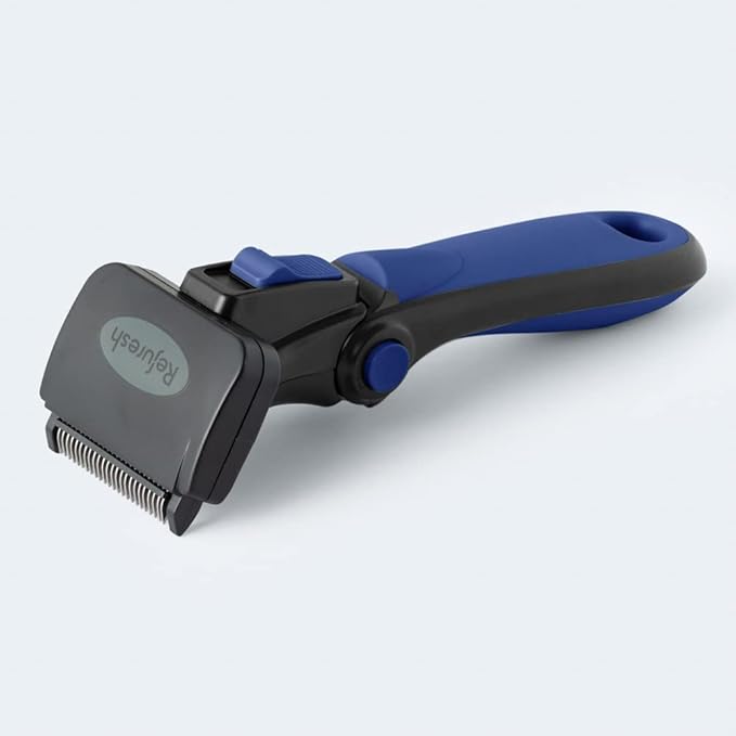 Deshedding Dog Brush for Long Hair (Small,Blue) – Gentle Deshedding tool for Dogs & Cats – Reduces shedding, without damaging topcoat. Removes Loose Fur & Dead Undercoat.-PawvioPets