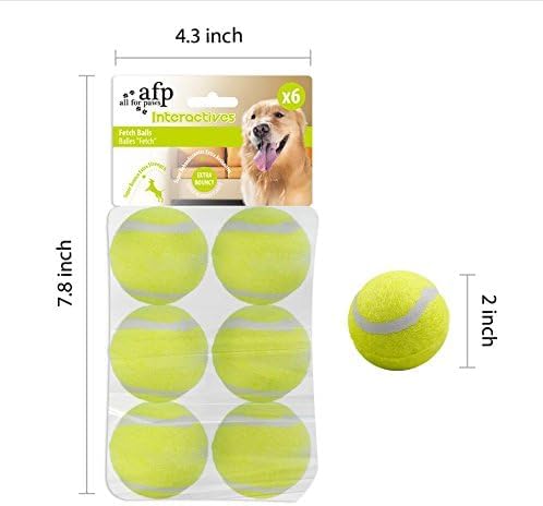 ALL FOR PAWS Dog Tennis Balls for Dogs, Great for Mini Ball Launcher, 6 Pack 2 Inch Tennis Balls-PawvioPets