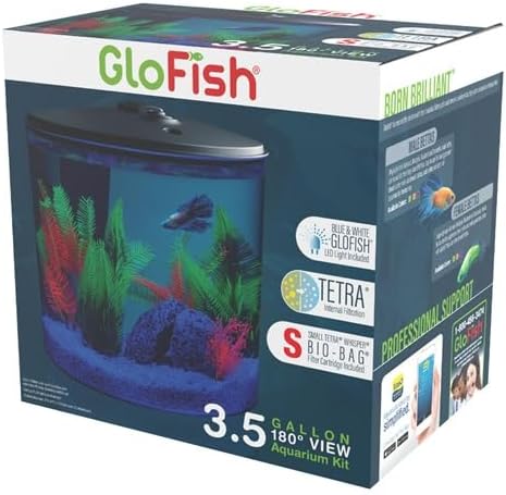 GloFish 3.5 Gallon Aquarium Kit with LED Lighting and Tetra Whisper Filter-PawvioPets