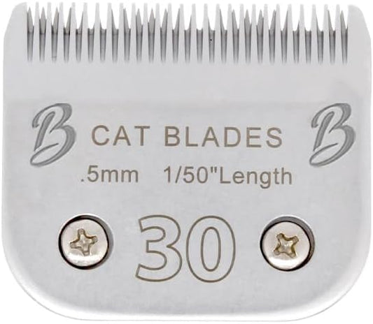 Detachable A Series 30 Blades Cat Clippers Cuts Length 1/50" - 0.5mm Japanese High Carbon Steel Cat Clipper Supplies | Cat Grooming Blade (Compatible A5 Series Clippers for Cats(30C)-PawvioPets