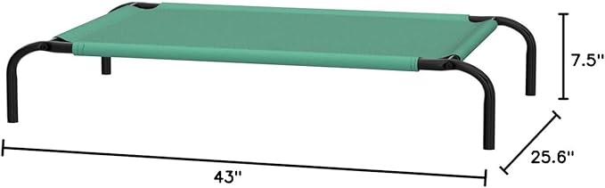 Amazon Basics Cooling Breathable Elevated Dog Bed with Metal Frame for Medium Dogs, 43 x 26 x 7.5 Inch, Green-PawvioPets