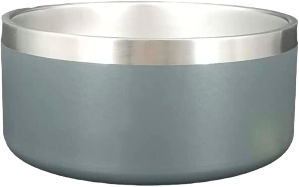 Dog Bowl - Vacuum Insulated Keeps Water Cool, Non-Slip Base, Easy Clean Interior, Durable Stainless Steel, Multiple Colors, Ideal for Travel, 32 Oz - Pet Bowl (Gray)-PawvioPets