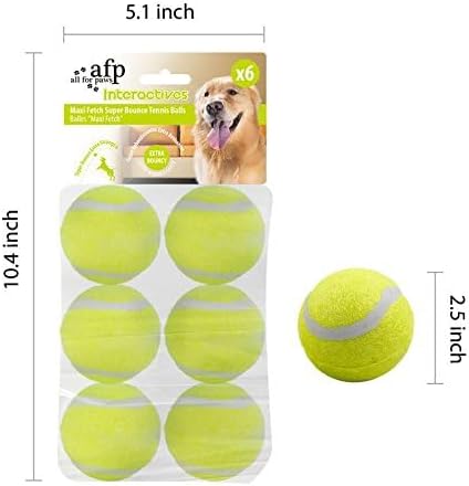 ALL FOR PAWS Interactive Super Bounce Tennis Balls Dog Toy, Pet Safe Toys for Exercise and Training, 2.5 Inch Diameter (6 Pack)-PawvioPets