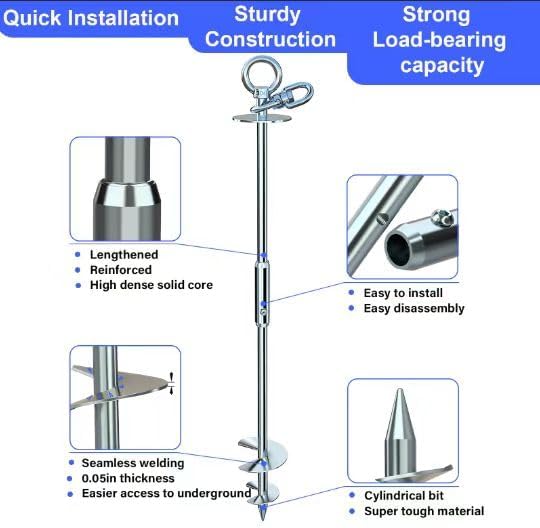 Dog Tie Out Stake for Yard,(up to 300lbs),360° Swivel Dog Run Anchor,Use Any Tie Out Cable or Yard Leash- Outdoor Camping(Anchor Only)-PawvioPets
