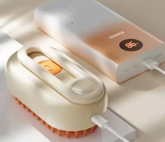 3-in-1 Cat Grooming Brush – Water Spray & Self-Cleaning Shedding Brush for Cats & Dogs – Pet Hair Removal & Massage Comb for Long & Short Hair (beige).-PawvioPets