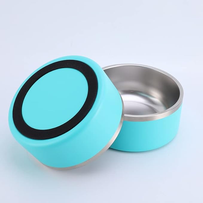 Dog Bowl - Vacuum Insulated Keeps Water Cool, Non-Slip Base, Easy Clean Interior, Durable Stainless Steel, Multiple Colors, Ideal for Travel, 32 Oz - Pet Bowl (Light Blue)-PawvioPets