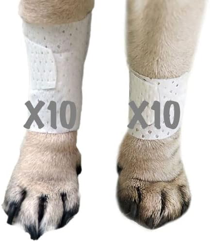 Basic Leg Bandages for Dogs, Cats, Pets -First- aid Non Adhesive Fur Friendly, Soft Stretch Wound Care, hot Spots, Fungus, Adjustable Fastening Strap Value Pack (Medium 20-Pack)-PawvioPets
