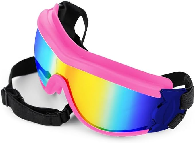 Dog Sunglasses for Large and Medium Breed, Dog Goggles for Large Dogs, Sun Protection, Windproof, Waterproof, Dustproof and Anti-Fog with Adjustable Strap for Driving, Motorcycle (Pink)-PawvioPets