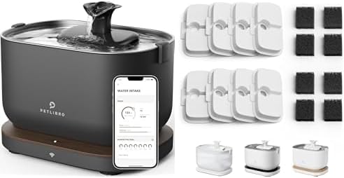 Bundle of PETLIBRO App Cat Water Fountain, 2.5L/84oz Dockstream Pet Fountain for Cats Inside with 2.4GHz Wi-Fi + PETLIBRO 8 Pack Replacement Filters for Dockstream Cat Water Fountain-PawvioPets