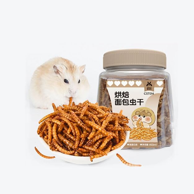 Food for Hamsters, Hedgehogs, Lizards, Frogs, Birds, Hedgehogs, Snacks, Nutritious, high Protein, Cooked breadworms, Small Animal Food-PawvioPets